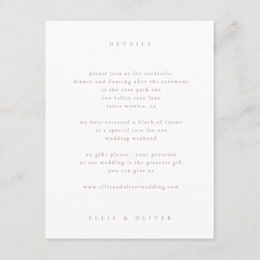 Carte D'accompagnement Mocha Mousse & White Boho Photo Mariage Moderne (Devant)