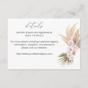 Carte D'accompagnement MOD Boho Pampas Grass Beach Détails floraux LG