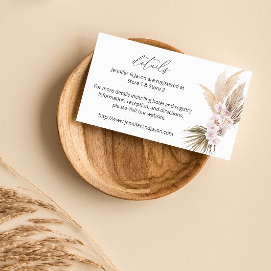 Carte D'accompagnement MOD Boho Pampas Grass Beach Détails floraux SM