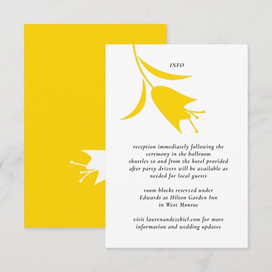 CARTE D'ACCOMPAGNEMENT MOD JAUNE MARIAGE TULIP (Devant / Derrière)