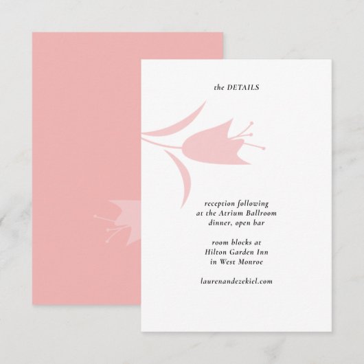 CARTE D'ACCOMPAGNEMENT MOD PINK TULIP MARIAGE (Devant / Derrière)