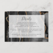 Carte D'accompagnement Modern Agate Frame Black Gold Wedding Details (Devant)