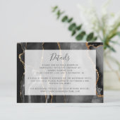 Carte D'accompagnement Modern Agate Frame Black Gold Wedding Details (Debout devant)