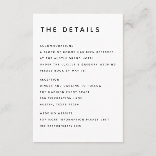 Carte D'accompagnement Modern B&W Editorial All Caps  (Devant)