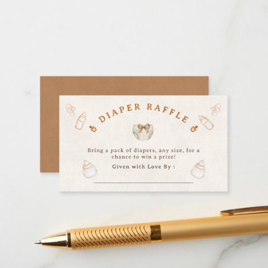 Carte D'accompagnement Modern Beer Diaper Raffle Baby Shower (Devant/Arrière en situation)