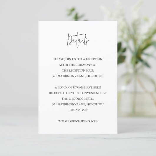 Carte D'accompagnement Modern Black and White Chic Wedding (Debout devant)