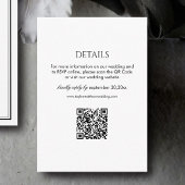 Carte D'accompagnement Modern Black and White Wedding Details Qr Code
