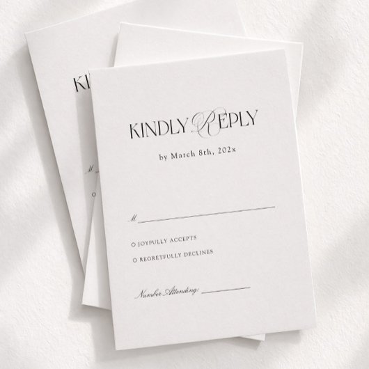 Carte D'accompagnement Modern Black and White Wedding Response