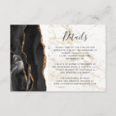 Carte D'accompagnement Modern Black Gold Agate Marble Wedding Details (Devant)
