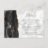 Carte D'accompagnement Modern Black Gold Agate Marble Wedding Details (Devant)