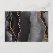 Carte D'accompagnement Modern Black Gold Agate Marble Wedding Details (Dos)