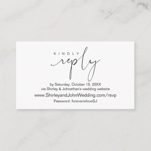 Carte D'accompagnement Modern Black, Online RSVP via le site Mariage (Devant)