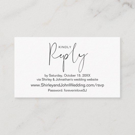Carte D'accompagnement Modern Black, Online RSVP via le site Mariage (Devant)
