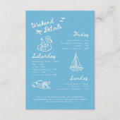 Carte D'accompagnement Modern Blue Script Bachelorette Weekend Details (Devant)