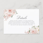 Carte D'accompagnement Modern Blush Botanical Wedding Details (Devant)
