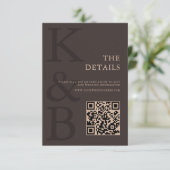 Carte D'accompagnement Modern Brown Monogram Minimalist Wedding (Debout devant)