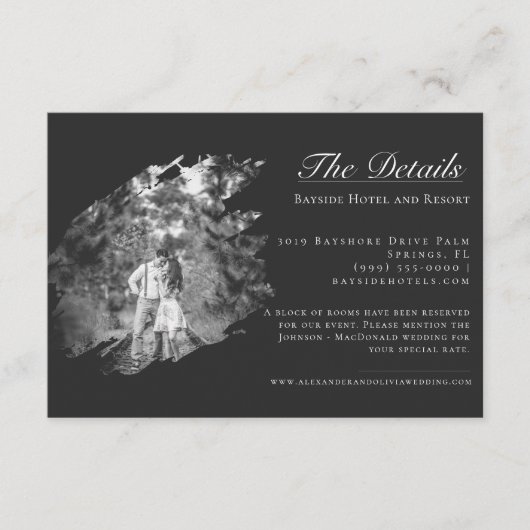 Carte D'accompagnement Modern Brushstroke Photo Wedding | Soft Black (Devant)