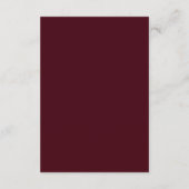 Carte D'accompagnement Modern Burgundy Monogram Minimalist Wedding (Dos)