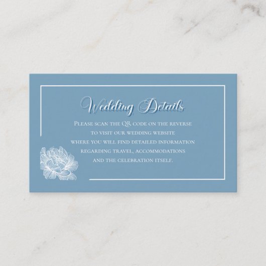 Carte D'accompagnement Modern Calligraphy Dusty Blue QR Info Wedding (Devant)