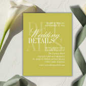 Carte D'accompagnement Modern Chartreuse Script Wedding Details QR