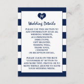 Carte D'accompagnement Modern Chic Navy Blue & White Mariage Détails (Devant)