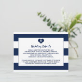 Carte D'accompagnement Modern Chic Navy Blue & White Mariage Détails (Debout devant)
