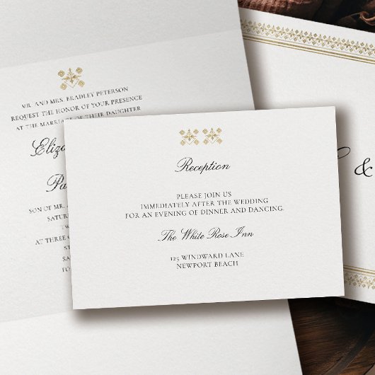 Carte D'accompagnement Modern Classic Formal Golden Lys Ivory Wedding