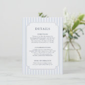 Carte D'accompagnement Modern Classic Stripes Dusty Blue Wedding Details (Debout devant)