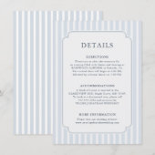 Carte D'accompagnement Modern Classic Stripes Dusty Blue Wedding Details (Devant / Derrière)