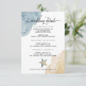 Carte D'accompagnement Modern Coastal Dusty Blue Beach Détails de mariage (Debout devant)