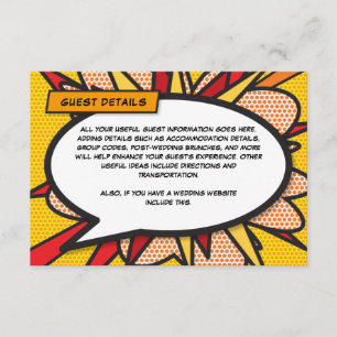 Carte D'accompagnement Modern Comic Book Mariage Détails de l'hébergement