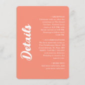 Carte D'accompagnement Modern Coral Pink Groovy Script Wedding Details (Devant)