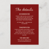 Carte D'accompagnement Modern Deep Red Whimsical Retro Wedding Details (Devant)