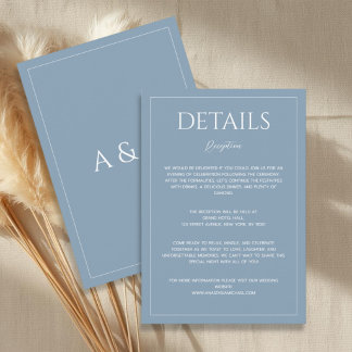 Carte D'accompagnement Modern dusty blue minimalist wedding details