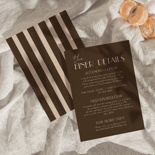 Carte D'accompagnement Modern Earth Brown Classy Fancy Wedding Details