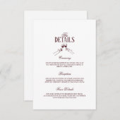 Carte D'accompagnement Modern Elegant Burgundy Wedding Details  (Devant / Derrière)