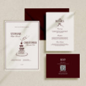 Carte D'accompagnement Modern Elegant Burgundy Wedding Details