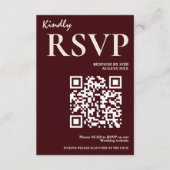 Carte D'accompagnement Modern Elegant Burgundy Wedding QR CODE RSVP (Devant)
