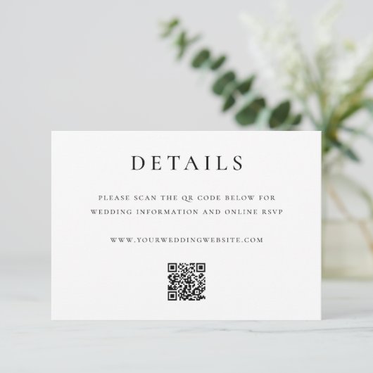 Carte D'accompagnement Modern Elegant QR Code Wedding Details (Debout devant)
