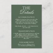 Carte D'accompagnement Modern Emerald Green Boho Chic Wedding Details (Devant)