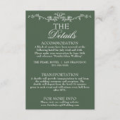 Carte D'accompagnement Modern Emerald Green Boho Floral Wedding Details (Devant)