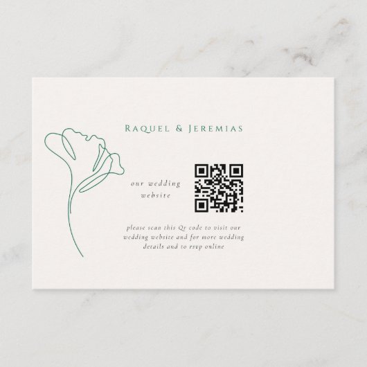Carte D'accompagnement Modern Emerald Wedding Website Enclosure Card (Devant)