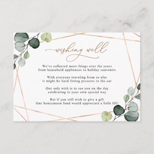 Carte D'accompagnement Modern Eucalyptus Greenery Wishing Well Wedding (Devant)