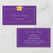 Carte D'accompagnement Modern Graduation Name Card Insert Gold Frame (Devant / Derrière)