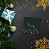 Carte D'accompagnement Modern Green and Gold Christmas QR Code RSVP Card