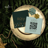Carte D'accompagnement Modern Green and Gold Christmas QR Code RSVP Card