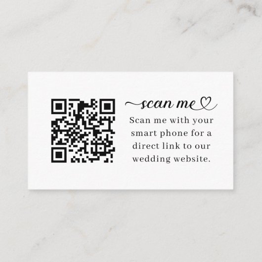 Carte D'accompagnement Modern Heart Script Mariage Détails Site Web (Dos)