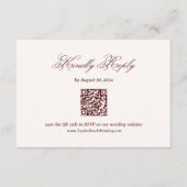 Carte D'accompagnement Modern Ivory and Burgundy Wedding RSVP Qr Code (Devant)
