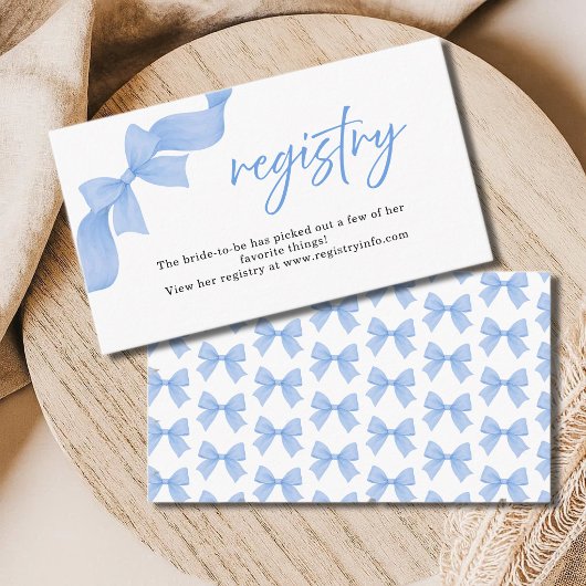 Carte D'accompagnement Modern Light Blue Coquette Bow Registry 