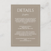 Carte D'accompagnement Modern light brown minimalist wedding details (Devant)
